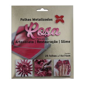 Folhas Metalizadas Rosa C/25Folhas
