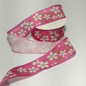 Fita Linho Flor Ld-4002 40Mm Rosa 10Mt