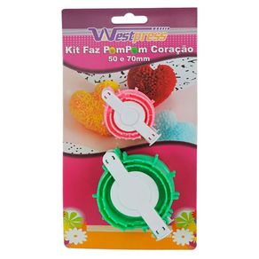 Kit Faz Pompom Coracao 2 Medidas 50Mm e 70Mm (10530)