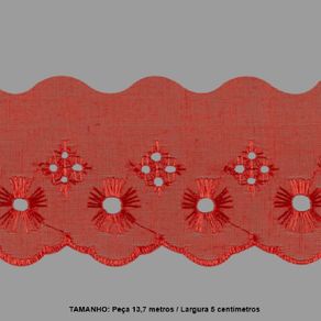 Bordado Ingles Bp065 5,0Cm 014 Vermelho 13,70Mt