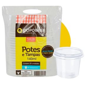 Kit Pote/Tampa Plast.Transp 140Ml Kit Pote/Tampa Plast.Transp 140Ml