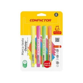 Marcador Destaq Neon Bl/4 1Am/1Rs/1Vd/1Lr
