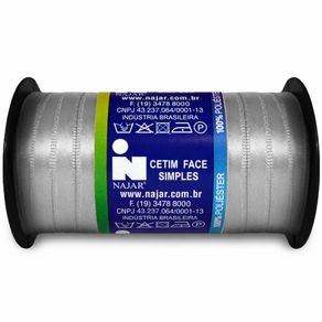 Fita Cetim Najar N.00 Poliester 24 Prata 100Mt
