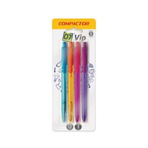 Esferografica 07 Vip Retratil Bl 4 Tur/La/Ro/Vio