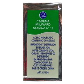 Agulha Darning Aco Niq N.12 Ct C/20Und Agulha Darning Aco Niq N.12 Ct C/20Und