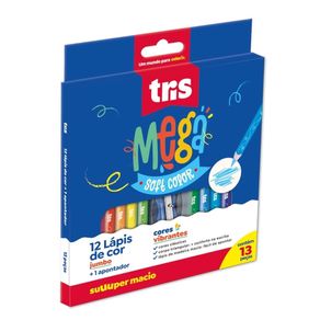 Lapis Cor(Bl)  Mega Soft Jumbo 12 Cores + Apont Lapis Cor(Bl)  Mega Soft Jumbo 12 Cores + Apont