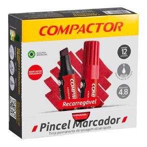 Pincel Marcador Traco 12Und G.Vermelho