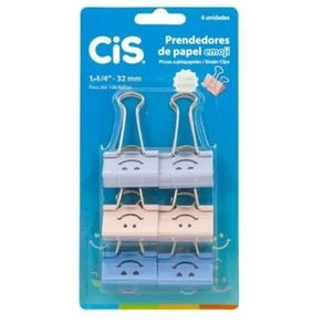 Prendedor de Papel 32Mm Emoji C/6Und Bl