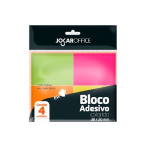 Bloco Ades Color 38Mmx50mm Neon 4Blcs Bl Jocar Office