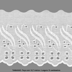 Bordado Ingles  Bp088 10Cm 001 Branco 13,70Mt Bordado Ingles  Bp088 10Cm 001 Branco 13,70Mt