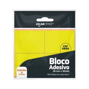 Bloco Adesivo Amar Neon 38Mmx50mm 4Blcs Bl Jocar Office