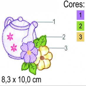 Aplic. Bordado M Chaleira C/Flores 4358 Und Aplic. Bordado M Chaleira C/Flores 4358 Und