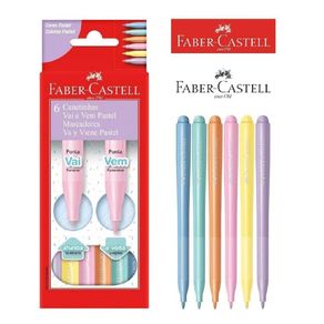 Caneta Vai e Vem Pastel (Bl) 6 Cores Caneta Vai e Vem Pastel (Bl) 6 Cores