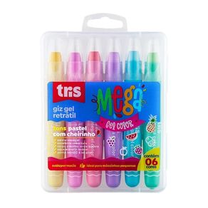 Giz Retratil Mega Gel Pastel 6Und Tris Giz Retratil Mega Gel Pastel 6Und Tris