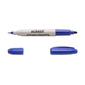 Marcador Permanente P.Dupla Azul Und