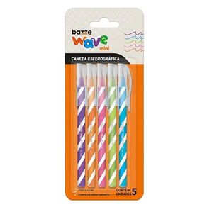 Caneta Esf Wave Mini Color C/5Und Bl Bazze