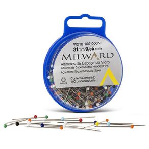 Alfinete Cabeca de Vidro W210 Milward 31Mm 100Und