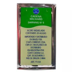Agulha Darning Aco Niq N.5 Ct C/20Und Agulha Darning Aco Niq N.5 Ct C/20Und