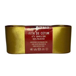 Fita Cetim Bufalo N.9 38Mm Dourado 10Mt