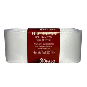 Fita Cetim Bufalo N.9 38Mm Branco 10Mt