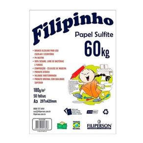Filipinho Sulfite 60K 210X297mm 180G/M2 50Fls