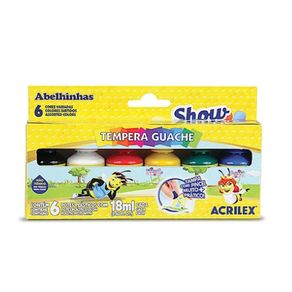Tempera Guache 6X18ml C/Pincel Bl (Ec)