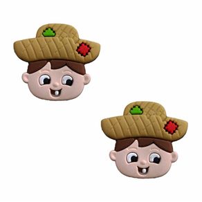 Aplique Emborrachado Menino Caipira Rosto C/5Und