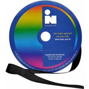 Fita Cetim Najar N.3 Poliester 19 Preto 50Mt